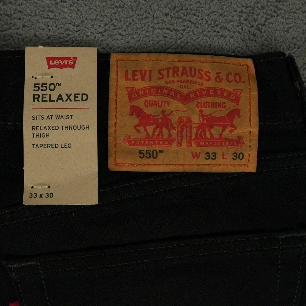 Levi's 550 Relaxed Jeans Mens 33x30 Black Denim Tapered Leg Zip Fly Cotton